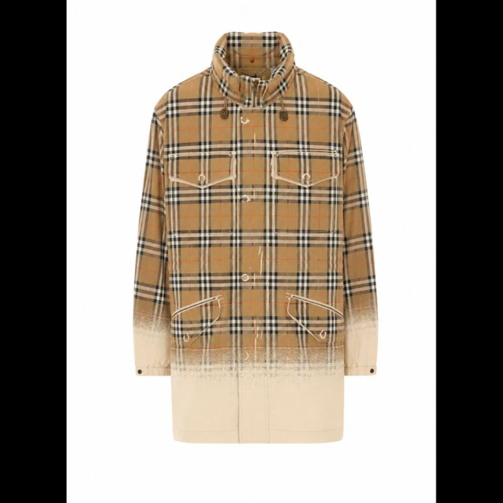 Burberry Men Tropical Gabardine Parka With Gradient Check
